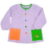 MAGIC SELECT Schürze für Kinder in der Schule. Handgefertigte Schürze für Schule oder Kita. Karierte Kinderschürze mit bestickter Tasche, für Jungen und Mädchen. - 7-8 Jahre