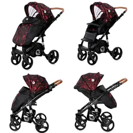 Lorelli Kombikinderwagen Rimini 2 in 1 Tragewanne Sportsitz Wickeltasche faltbar rot-schwarz -