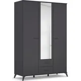 Rauch Drehtürenschrank RAUCH "Lucena", grau (graumetallic), B:140cm H:203cm T:54cm, Holzwerkstoff, Schränke, Drehtürenschrank, mit schräg ausgestellten Füßen im Monochrom-Stil, mit Spiegel