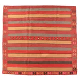 KUHFELL online & NOMAD Orientteppich Persische Vintage Kelim Azerbaijan 180 x 180 cm Rot Blau Braun