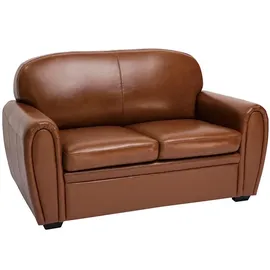 miliboo Vintage-Ledersofa braun 2-Sitzer Club