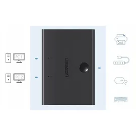 UGREEN USB 2.0 2-in-1-Switch, 2 Eingänge, 1 Ausgang, 2 Kabel zum Teilen von Geräten