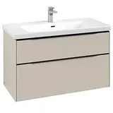 Villeroy & Boch Subway 3.0 Waschtischunterschrank C570L1VN 97,3x57,6x47,8cm, mit LED/Griff Volcano black, cashmere grey