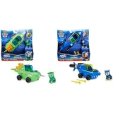 PAW PATROL, Aqua Pups - Basis Fahrzeug Spielzeugauto im Sägefisch-Design mit Rocky Welpenfigur & Aqua Pups - Basis Fahrzeug Spielzeugauto im Hai-Design