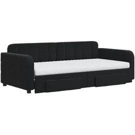 vidaXL Tagesbett Ausziehbar mit Schubladen Schwarz 90x190 cm Samt