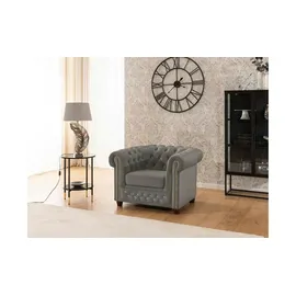 S-Style Chesterfield Sessel Cleo Blink Samt 104 x 72 x 0 cm Grau