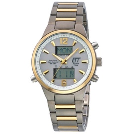 ETT Eco Tech Time Funk Solar Weltzeit Herren Uhr Chronograph mit Titan Armband EGT-11323-10M