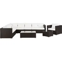 BELIANI Gartenmöbel Set Dunkelbraun Rattan u. Aluminium Modular mit 2 Couchtischen Mehrere Kissen Cremeweiß 8-Sitzer Lounge Set Terrasse Outdoor ... - Braun/Weiß