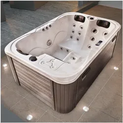 TroniTechnik® Outdoor Whirlpool Spa TINO PRO mit Isolierung Weiß Silber Marmoriert  195cm x 127cm, Heizung, Hydromassage
