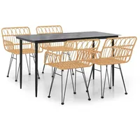 5-tlg. Garten-Essgruppe Poly Rattan - Braun/Schwarz