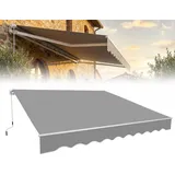 FIVMEN Balkon Markise 360 x 300 cm Gelenkarmmarkise mit Aluminium, Manuelle Handkurbel, Klemmmarkise ohne Bohren für Terrasse & Veranda, UV-bestä... - Hellgrau