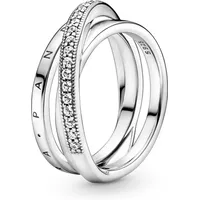 Pandora Damen-Ring Silber Dreifach Gekreuzte Pavé Schienen, 56/17,8