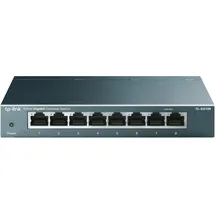 TP-Link TL-SG108 8-Port Gigabit Switch (Plug-and-Play, 8* RJ-45 LAN Ports, Metallgehäuse, IGMP-Snooping, unmanaged, lüfterlos) blau metallic
