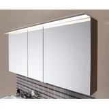 Puris Star Line Spiegelschrank C 140 x 15 x 66 cm mit LED Flächenleuchte, Badmöbel, cuneo eiche braun