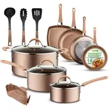 NutriChef Topfset Induktion, Pfannenset 14-teilig, Antihaftbeschichtet, Töpfe & Pfannen PFOA/PFOS-frei, Kochtopf Set, Küchenset, Edelstahl, Aluminium – Hochwertiges Kochgeschirr Set für alle Herdarten