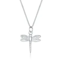 Elli Kette mit Anhänger Libelle Panzerkette Tier Natur 925 Silber, Libelle silberfarben 55
