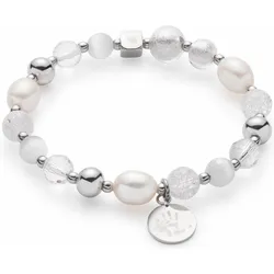 Edelstahlarmband LEONARDO "Hope IIV Darlin's, 016506", silber (edelstahlfarben, weiß), Armbänder, Damen, Edelstahl-Perlen, Edelstahl, Perlen, mit Kristallperle, Süßwasserzuchtperle, Glasperle