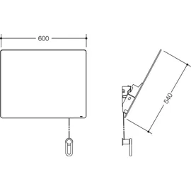 Hewi Kippspiegel 801.01.10092 600x540x6mm, mit Halter/Griff, anthrazitgrau