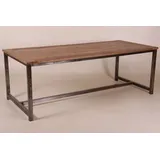 Casa Padrino Vintage Teak Esstisch Holzfarben mit Metallgestell - Landhaus Stil Tisch Teakholz - Braun