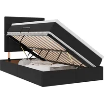 vidaXL Bett mit Stauraum und LED Schwarz 120 x 190 cm Samt