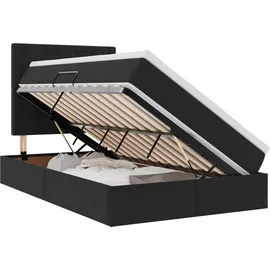 vidaXL Bett mit Stauraum und LED Schwarz 120 x 190 cm Samt