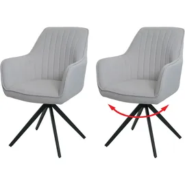 MCW Esszimmerstuhl MCW-L79, Küchenstuhl Lehnstuhl Stuhl Armlehnen, drehbar Auto-Position Stoff/Textil ~ creme-beige