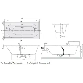 Villeroy & Boch Oberon Rechteck-Whirlwanne 90 x 190 cm (UHC199OBE2B2V01)