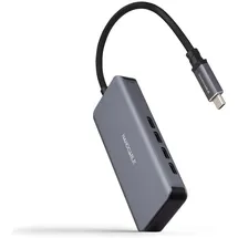 NANOCABLE 10.16.4504, (USB-C, 4 Ports), Dockingstation + USB Hub, Grau,