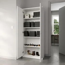 home collective Mehrzweckschrank weiß Holzwerkstoff, 5 Fächer, 74x180x35 cm, Waschküche, Mehrzweckschränke