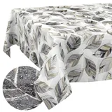ANRO Tischdecke abwaschbar Blätter Rechteckig 220 x 140 cm – wasserabweisend Indoor Outdoor, Lotuseffekt, Schnittkante