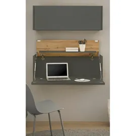 furn.design Sekretär Set 2-teilig grau, Eiche Wotan 100 cm, Büromöbelkombination hängend | Gr.: onesize