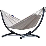 Potenza Hängematte mit Gestell I Stabiler Rahmen 200kg - 250cm Balkon I Hängematte 200x120cm I Indoor Outdoor Garten Pool Terrasse Stahl - Beige