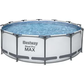 BESTWAY Steel Pro Max Frame Pool  Set 366 x 100 cm lichtgrau inkl. Filterpumpe