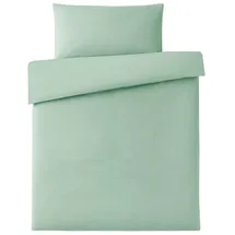 Makian Bettwäsche 100% x 135 cm | 40 x 60 cm | Uni - Icegreen