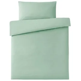 Makian Bettwäsche 100% x 135 cm | 40 x 60 cm | Uni - Icegreen