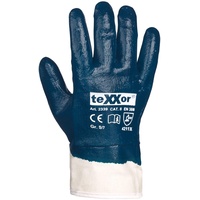 (12 Paar) teXXor Handschuhe Nitril-Handschuhe STULPE 12 x beige/blau 9