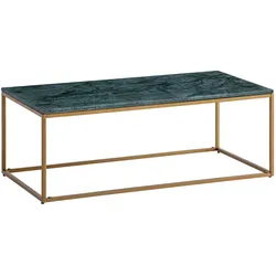 KADIMA DESIGN Couchtisch Echter Marmor Grün 100x50x35 cm Sofatisch Metall Gold, Design Wohnzimmertisch Rechteckig, Marmortisch Loungetisch Groß, Kaffeetisch