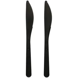 Papstar 50x BIO-Messer Mehrweg 185mm aus BIO-PP extra stabil schwarz
