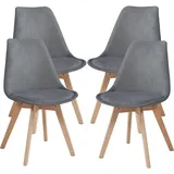 [en.casa] Esszimmerstuhl Fläten 4er Set Cord Grau