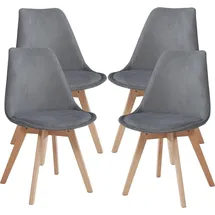 [en.casa] Esszimmerstuhl Fläten 4er Set Cord Grau