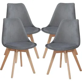 [en.casa] Esszimmerstuhl Fläten 4er Set Cord Grau