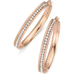 Firetti Paar Creolen »Schmuck Geschenk, strukturiert«, mit Zirkonia (synth.) Firetti rosé-roségoldfarben + kristallweiß