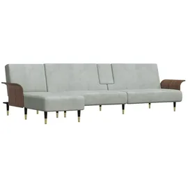 vidaXL Schlafsofa in L-Form Hellgrau 279x140x70 cm Samt