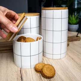 Intirilife Vorratsdose aus Keramik in Größe L mit Deckel - 10 x 18.5 cm - 1000 ml Füllmenge - Luftdichter spülmaschinenfester Vorratsbehälter für Tee Kaffee