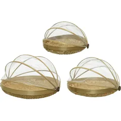 KSD Abdeckhaube für Lebensmittel aus Bambus 25-36cm naturfarben 3er Set