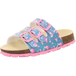 Pantolette »FUSSBETTPANTOFFEL WMS: mittel«, mit Schnallenverschluss, Gr. 39, blau-pink-Einhorn, , 32219964-39