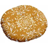 Morbuy Runde Stuhlkissen Vintage Barock Muster Luxus Sitzkissen, Baumwolle Leinen Komfortable Sitzauflagen Stuhlkissen Bodenkissen für Tatami Stühle Garten Office Sessel (40x40cm,Gelb)