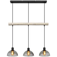 GLOBO Hängeleuchte Natur, Schwarz, Holz, Metall, Glas 20x120x80 cm Lampen & Leuchten, Innenbeleuchtung, Hängelampen, Esstischlampen
