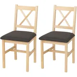 Mendler Esszimmerstuhl HWC-F77 Stoff schwarz braun 2er Set