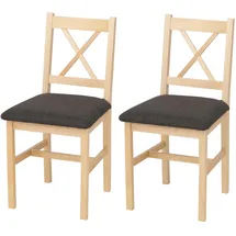 Mendler Esszimmerstuhl HWC-F77 Stoff schwarz braun 2er Set